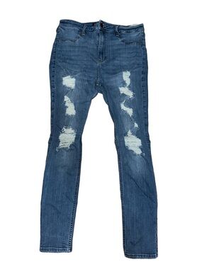 Hollister Curvy High Rise Jean Leggings 13 Short Distressed Stretch Denim